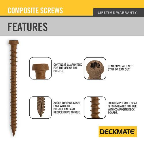 Star Pan-Head Composite Brown Deck Screws, #10 x 2-1/2 in., 5 lbs.-Box, 371-Piece