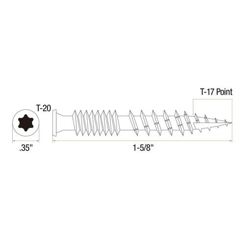 Coarse Brown Polymer-Plated Steel Star-Drive Composite Deck Screws, #8 x 1-5/8 in., 1 lb. per Box