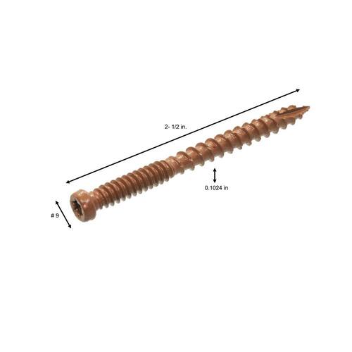 Self-Starting Star-Drive Bugle Head Red Composite Deck Screws, #9 x 2-1/2 in., 1 lb. box, 73 pcs