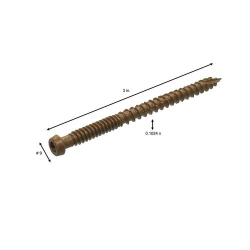 Self-Starting Star-Drive Bugle Head Brown Composite Deck Screws, #9 x 3 in., 1 lb./65 pcs 3