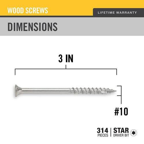 Star Flat-Head Stainless Steel Deck Screws, #10 3 in., 5 lbs.-Box, 314-Piece