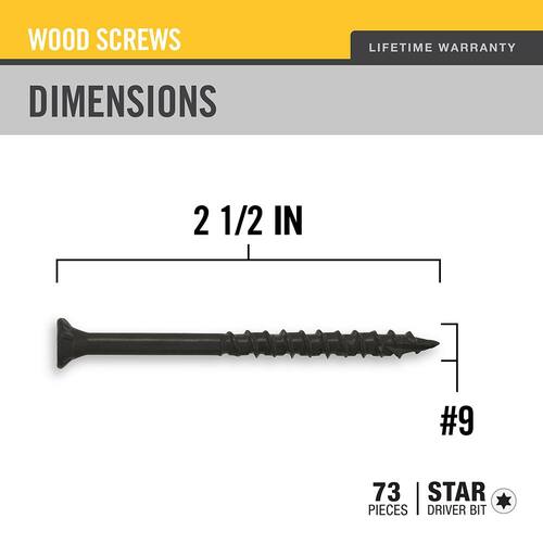 Black Exterior Self-Starting Star Drive Flat-Head Deck Screw, #9 2-1/2 in., 1 lb.-Box, 87-Piece