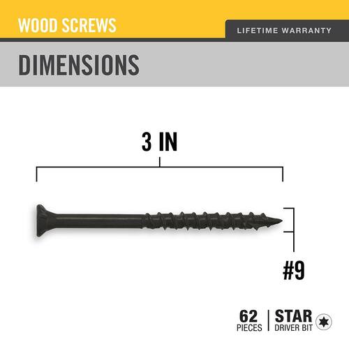 Black Exterior Self-Starting Star Drive Flat Head Deck Screw, #9 x 3 in., 1 lb.-Box, 73-Piece