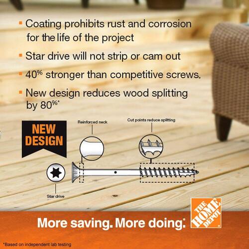 Star Flat Head Square Drive Tan Deck Screw, #10 x 4 in., 1 lb.-Box, 44-Piece