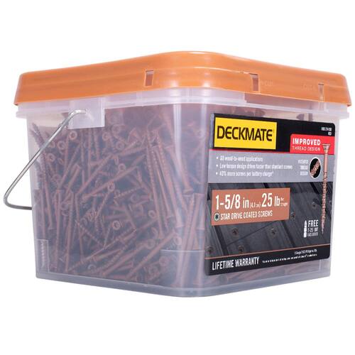 Red Exterior Self-Starting Star Flat-Head Wood Deck Screws, #8 x 1-5/8 in., 25 lbs. box, 1543 pcs