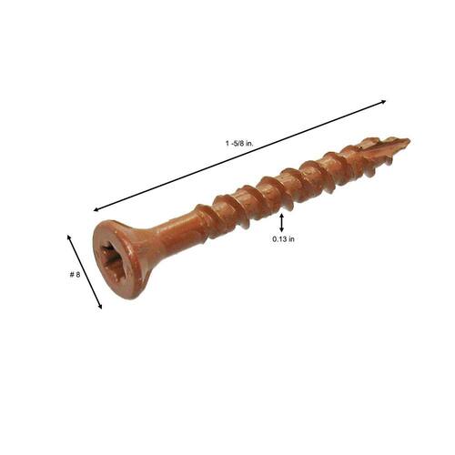 Red Exterior Self-Starting Star Flat-Head Wood Deck Screws, #8 x 1-5/8 in., 25 lbs. box, 1543 pcs