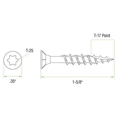 Tan Exterior Self-Starting Star Flat-Head Wood Deck Screw, #8 x 1-5/8 in., 25 lbs. box, 3096 pcs