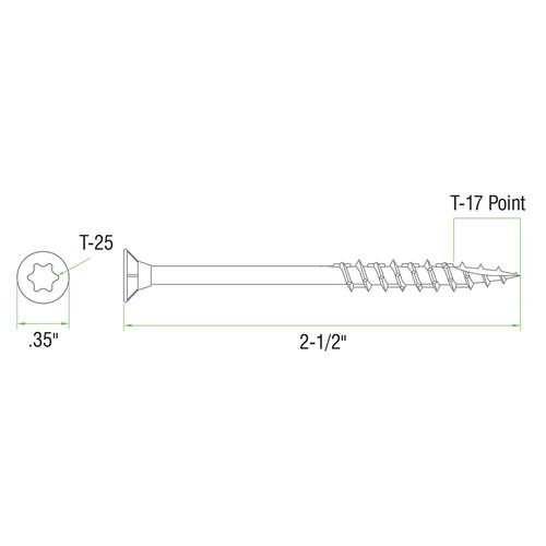 Star Flat-Head Wood Deck Screws, #9 x 2-1/2 in., 25 lbs. box, 1823 pcs