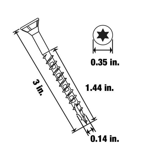 Marine Grade Stainless Steel Wood Deck Screw, #10 x 3 in., 5 lb., Approximately 315 Pieces