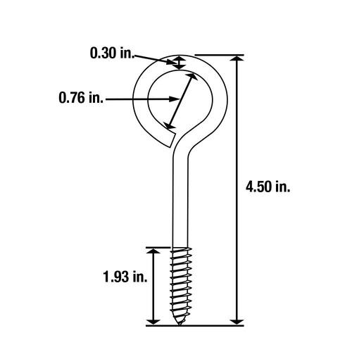 Eye Bolt 3/8 X 4-1/2 in. Lag Thread Marine Grade Stainless Steel