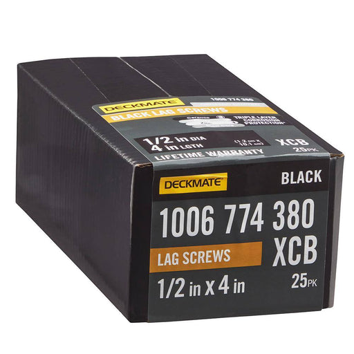 Lag Bolt 1/2 in. x 4 in. Hex Head Black Exterior (25-Pack)