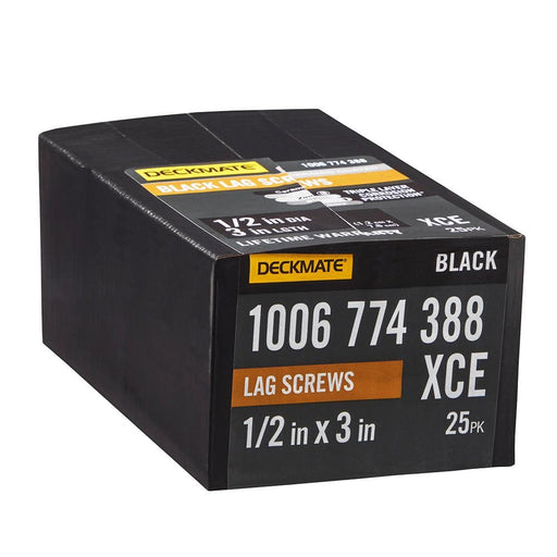 Lag Bolt 1/2 in. x 3 in. Hex Head Black Exterior (25-Pack)