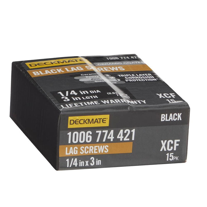 Lag Bolt 1/4 in. x 3 in. Hex Head Black Exterior (15-Pack)