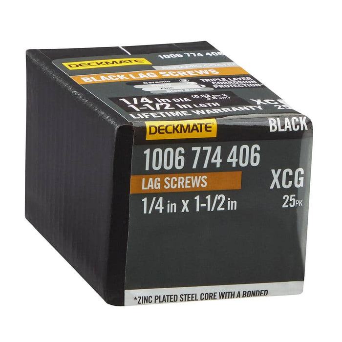 Lag Bolt 1/4 in. x 1-1/2 in. Hex Head Black Exterior (25-Pack)