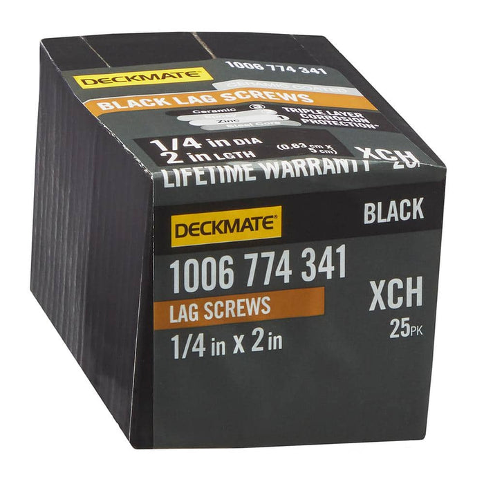 Lag Bolt 1/4 in. x 2 in. Hex Head Black Exterior (25-Pack)