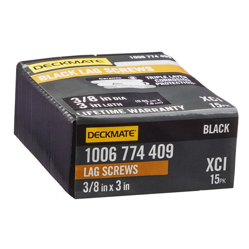 Lag Bolt 3/8 in. x 3 in. Hex Head Black Exterior (15-Pack)