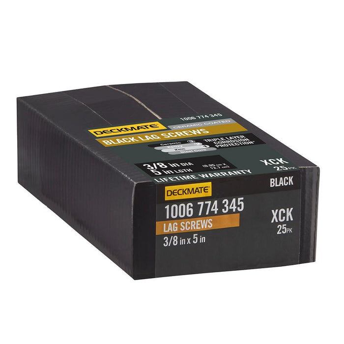 Lag Bolt 3/8 in. x 5 in. Hex Head Black Exterior (25-Pack)