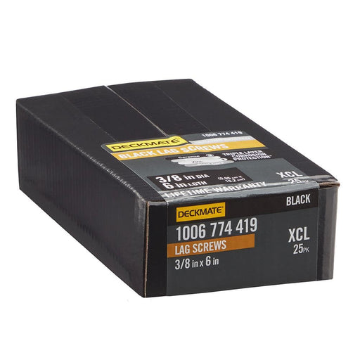 Lag Bolt 3/8 in. x 6 in. Hex Head Black Exterior (25-Pack)