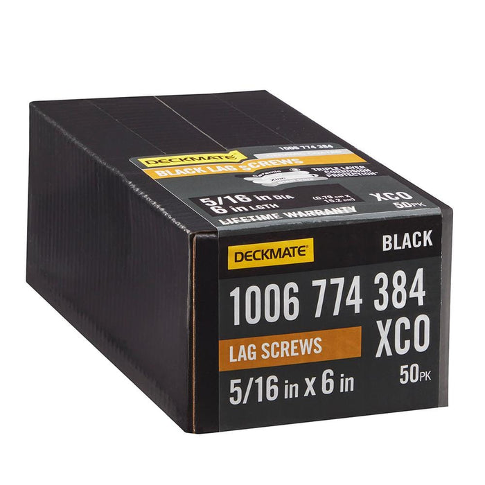 Lag Bolt 5/16 in. x 6 in. Hex Head Black Exterior (50-Pack)