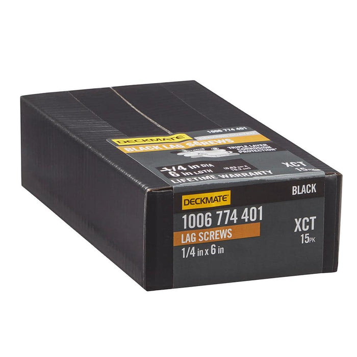 Lag Bolt 1/4 in. x 6 in. Hex Head Black Exterior (15-Pack)