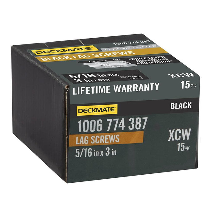 Lag Bolt 5/16 in. x 3 in. Hex Head Black Exterior (15-Pack)