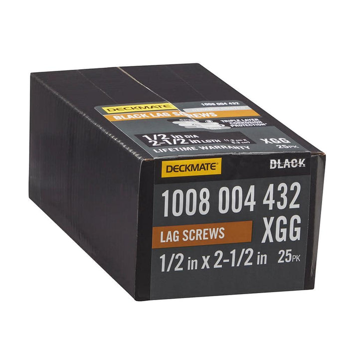 Lag Bolt 1/2 in. x 2-1/2 in. Hex Head Black Exterior (25-Pack)