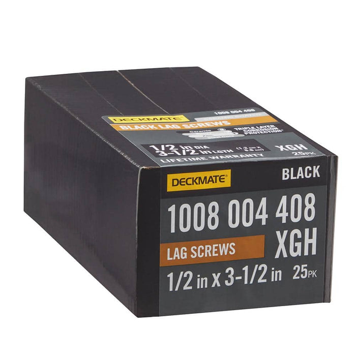 Lag Bolt 1/2 in. x 3-1/2 in. Hex Head Black Exterior (25-Pack)