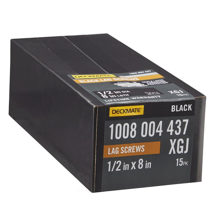 Lag Bolt 1/2 in. x 8 in. Hex Head Black Exterior (15-Pack)