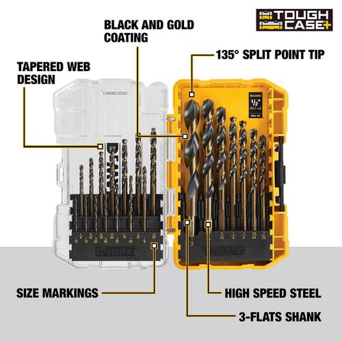 Black and Gold Twist Drill Bit Set (21-Piece)