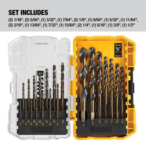 Black and Gold Twist Drill Bit Set (21-Piece)