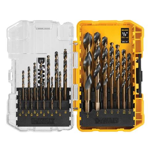 Black and Gold Twist Drill Bit Set (21-Piece)