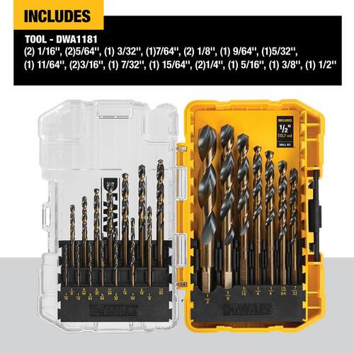 Black and Gold Twist Drill Bit Set (21-Piece)