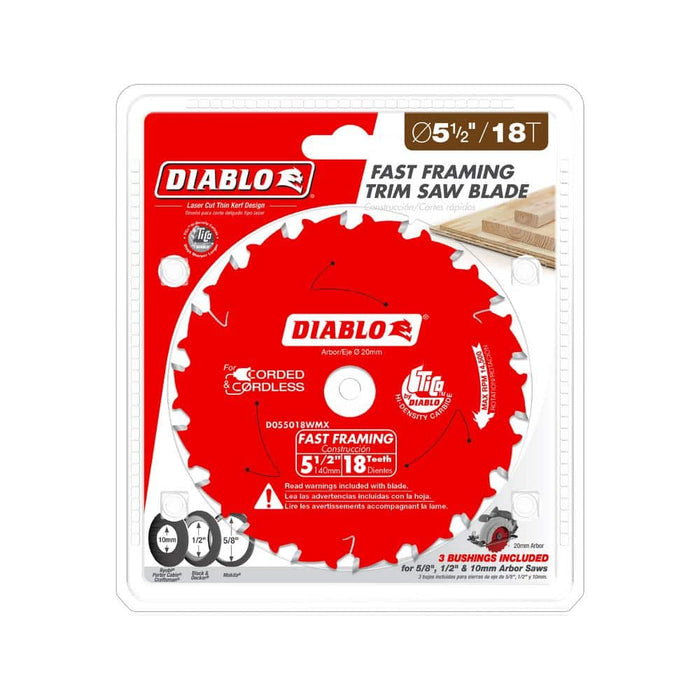 Saw Disc 5-1/2 in. x18-Teeth Wood and Nails Fast Framing Bushings