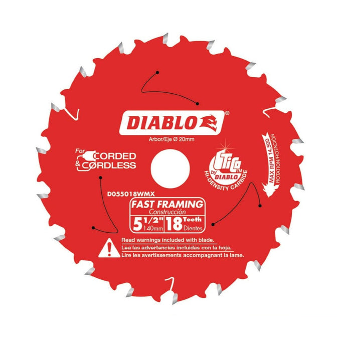 Saw Disc 5-1/2 in. x18-Teeth Wood and Nails Fast Framing Bushings
