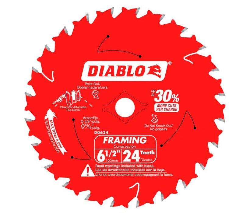 Saw Disc 6-1/2 in. x24-Teeth Wood and Nails Tracking Point Framing