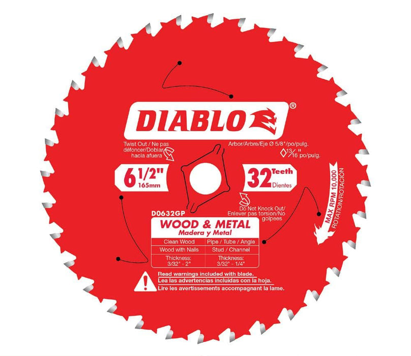 Saw Disc 6-1/2 in. x32-Teeth Multipurpose Carbide
