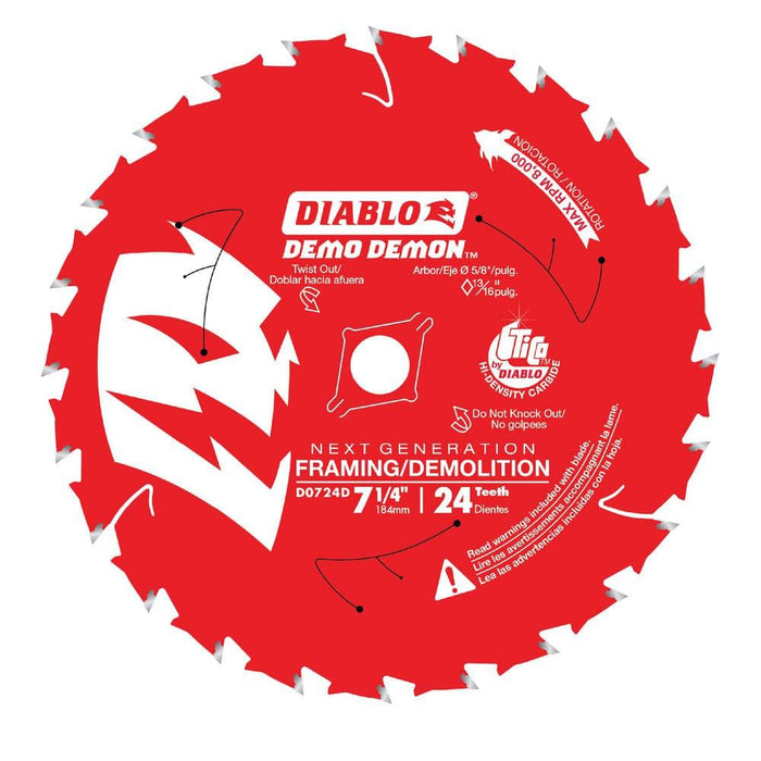 Saw Disc 7-1/4 in. 24-Teeth Wood and Nails Demolition