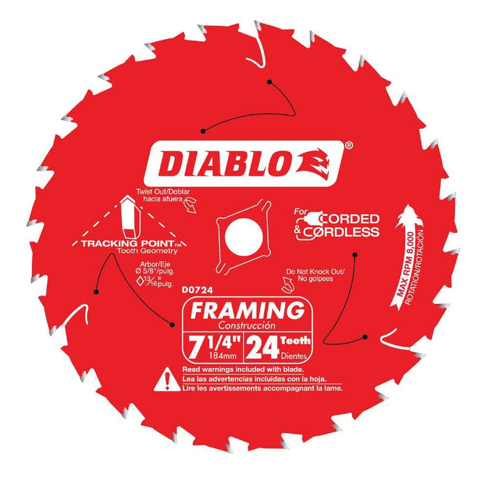 Saw Disc 7-1/4 in. x24-Teeth Wood and Nails Tracking Point Framing