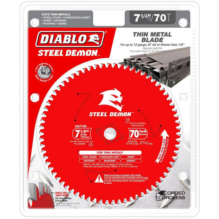Saw Disc 7-1/4 in. x70-Teeth Thin Metal Carbide