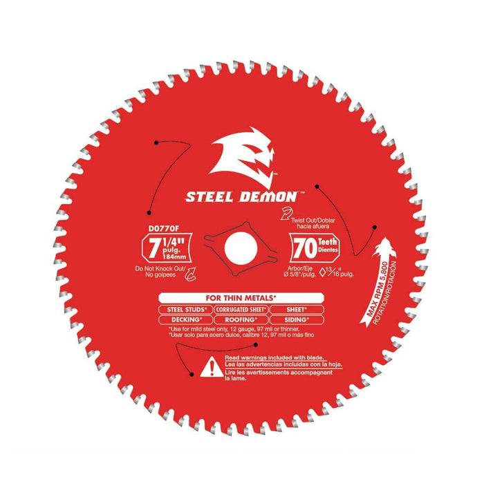Saw Disc 7-1/4 in. x70-Teeth Thin Metal Carbide
