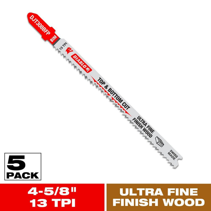 Saw Blade 4-5/8 in. 13 TPI Wood Ultra Fine Finish Jigsaw (5-Pack)