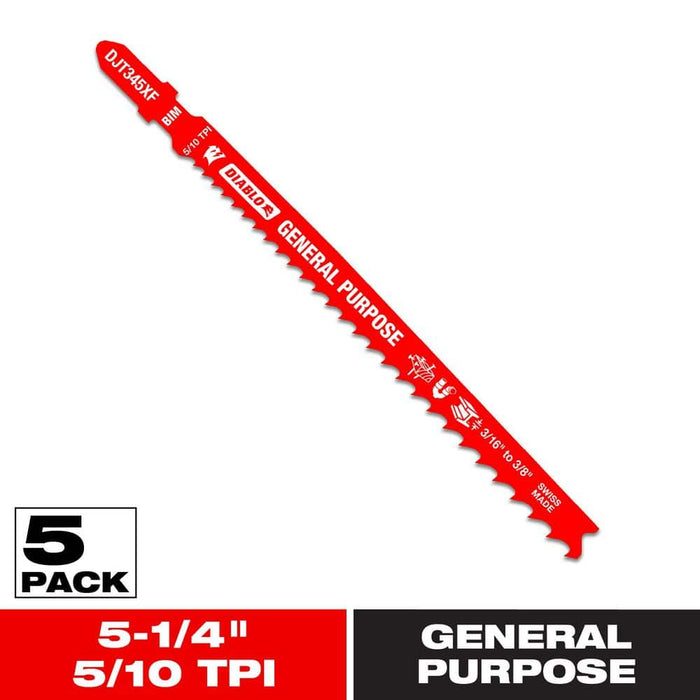 Saw Blade 5-1/4 in. 5/10 TPI Multipurpose Jigsaw (5-Pack)