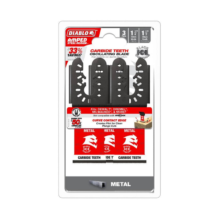 Oscillating Blade 1-1/4 in. Metal Carbide Amped Steel Strlock (3-Pack)