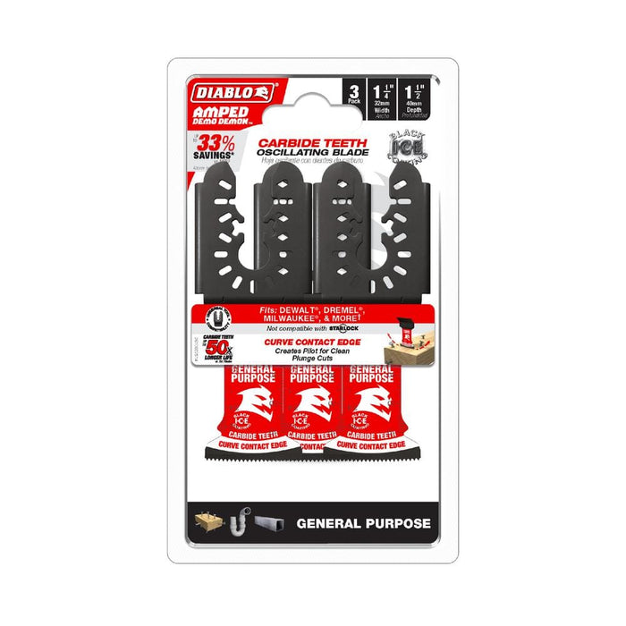 Oscillating Blade 1-1/4 in. Multipurpose Carbide Amped Steel (3-Pack)