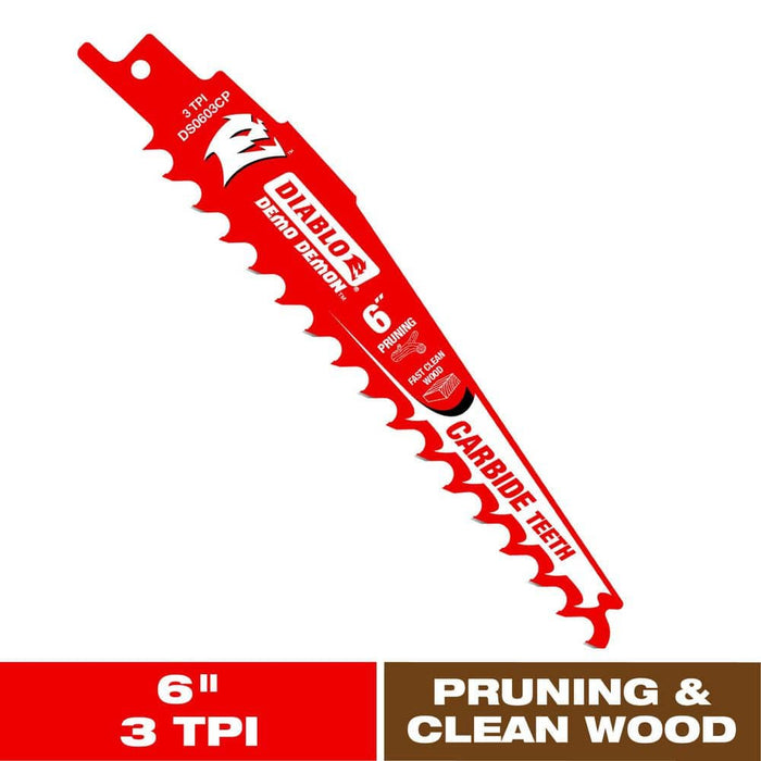 Saw Blade 6 in. 3 TPI Wood and Nails Carbide Reciprocating