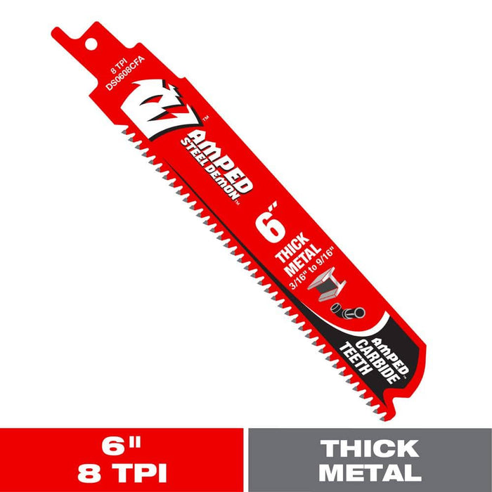 Saw Blade 6 in. 8 TPI Thick Metal Carbide Amped Reciprocating