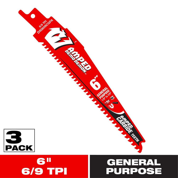 Saw Blade 6 in. 6/9 TPI Multipurpose Carbide Reciprocating (3-Pack)