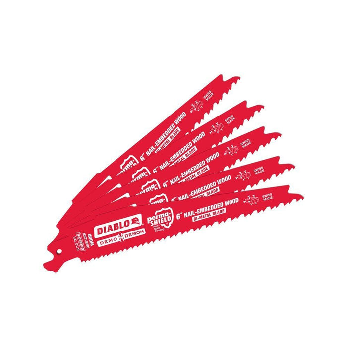 Saw Blade 6 in. 6/12 TPI Wood and Nails Reciprocating (5-Pack)