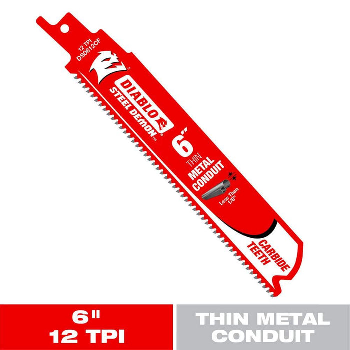 Saw Blade 6 in. 12 TPI Thin Metal Carbide Reciprocating