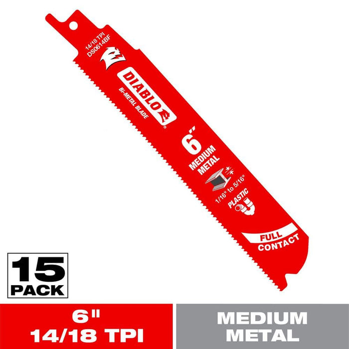Saw Blade 6 in. 14/18 TPI Medium Metal Reciprocating (5-Pack)